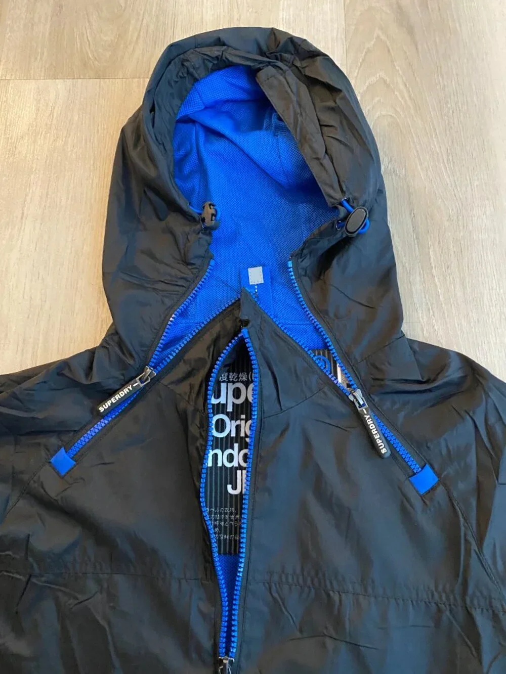 Superdry Windcagoule Jacket Black Blue Hooded Windbreaker Japan Edition Men’s M